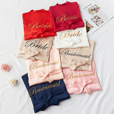 Satin Nightgown Women Cross Border Embroidered Pajamas Bridesmaid Pajamas Wedding Wedding Makeup Women Wedding Beauty Bridal Morning Gown