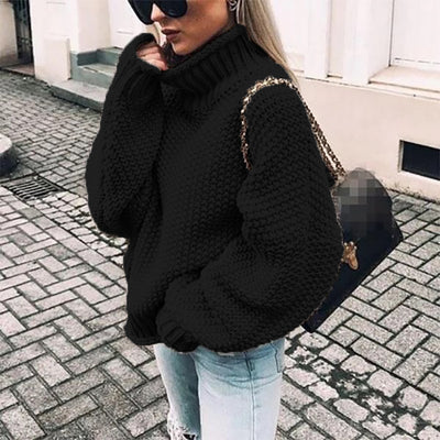 2024 Autumn And Winter New Thick Line Sweater Female Amazon Hot Style Curled Turtleneck Dolman Sleeve Knitted Sweater