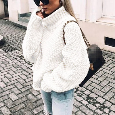 2024 Autumn And Winter New Thick Line Sweater Female Amazon Hot Style Curled Turtleneck Dolman Sleeve Knitted Sweater