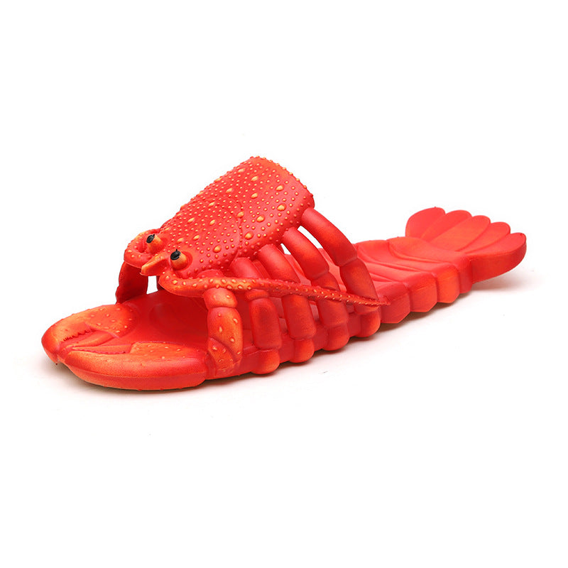 Summer Men And Women Couple Sandals And Slippers Parent-child Children Cartoon Lobster Slippers Funny Crayfish Beach Slippers