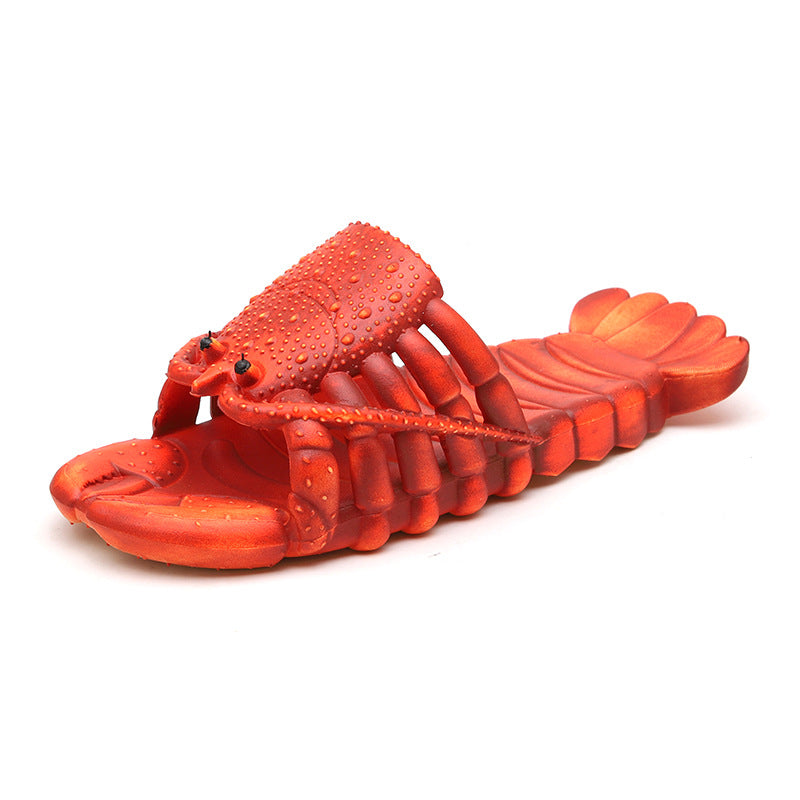 Summer Men And Women Couple Sandals And Slippers Parent-child Children Cartoon Lobster Slippers Funny Crayfish Beach Slippers