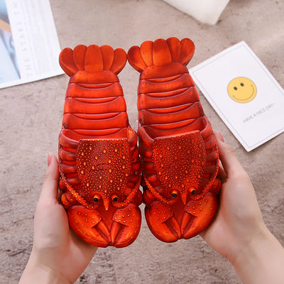 Summer Men And Women Couple Sandals And Slippers Parent-child Children Cartoon Lobster Slippers Funny Crayfish Beach Slippers