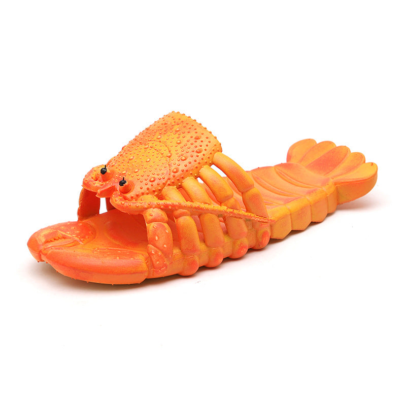 Summer Men And Women Couple Sandals And Slippers Parent-child Children Cartoon Lobster Slippers Funny Crayfish Beach Slippers