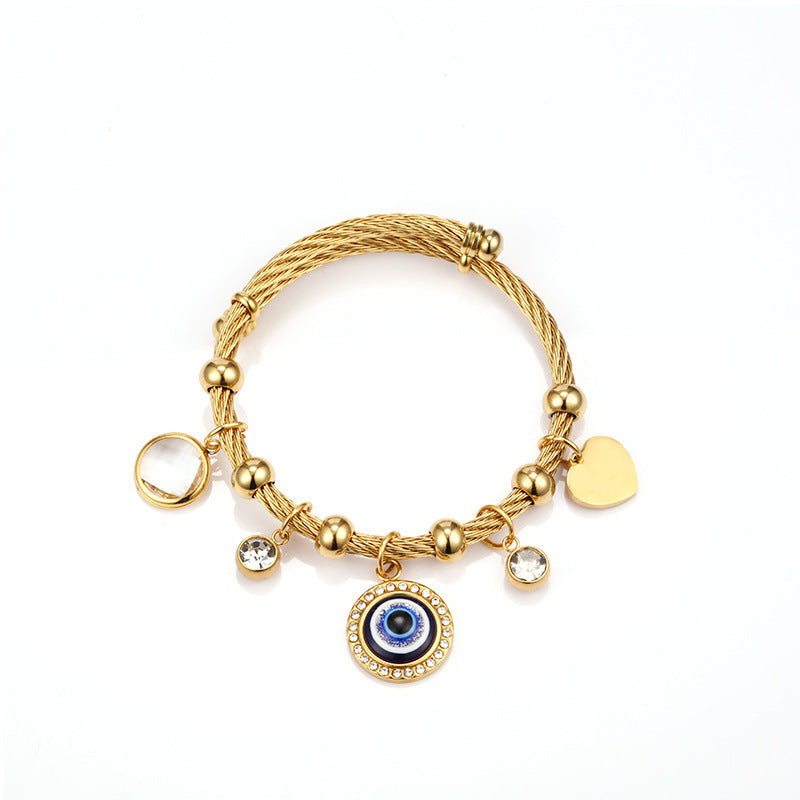 Stainless Steel Hand of Fatima Evil Eye Bracele