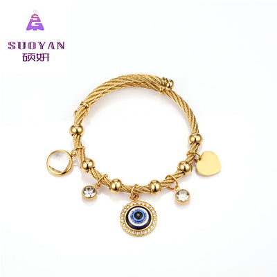 Stainless Steel Hand of Fatima Evil Eye Bracele