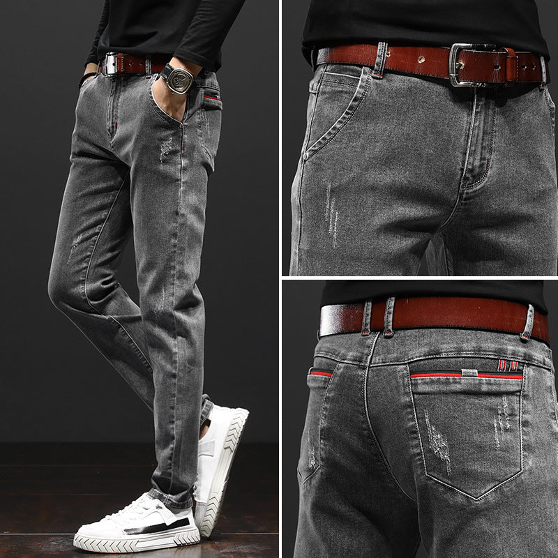 Men&#039;s Jeans Summer Men&#039;s Black Trend Casual Stretch Summer Thin Section Pencil Pants Trousers