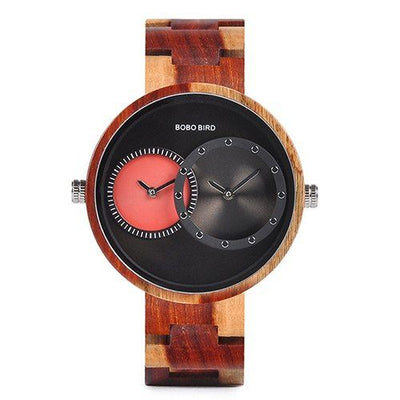 Wooden Watch Dual Movement GMT Dual Time Large Dial Gift