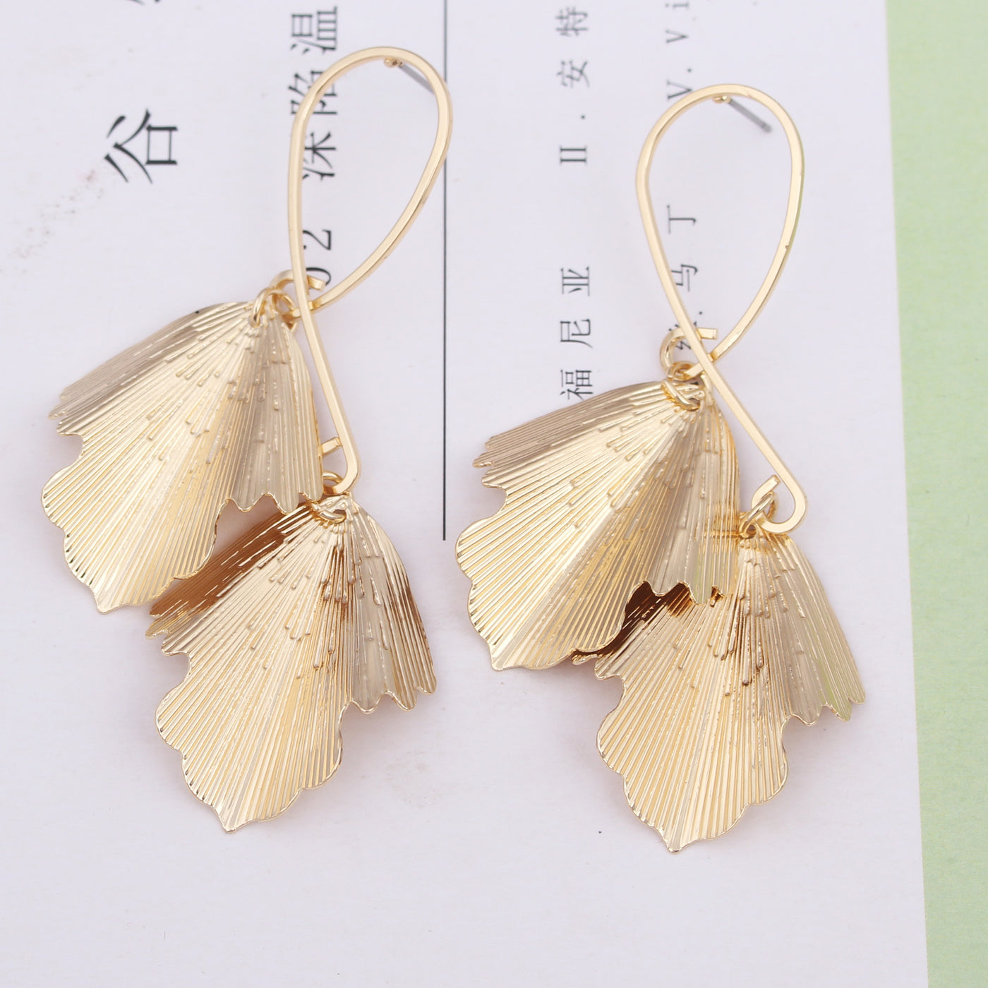 Exaggerated Long Tassel Fashion All-match Maple Leaf Geometric Earrings