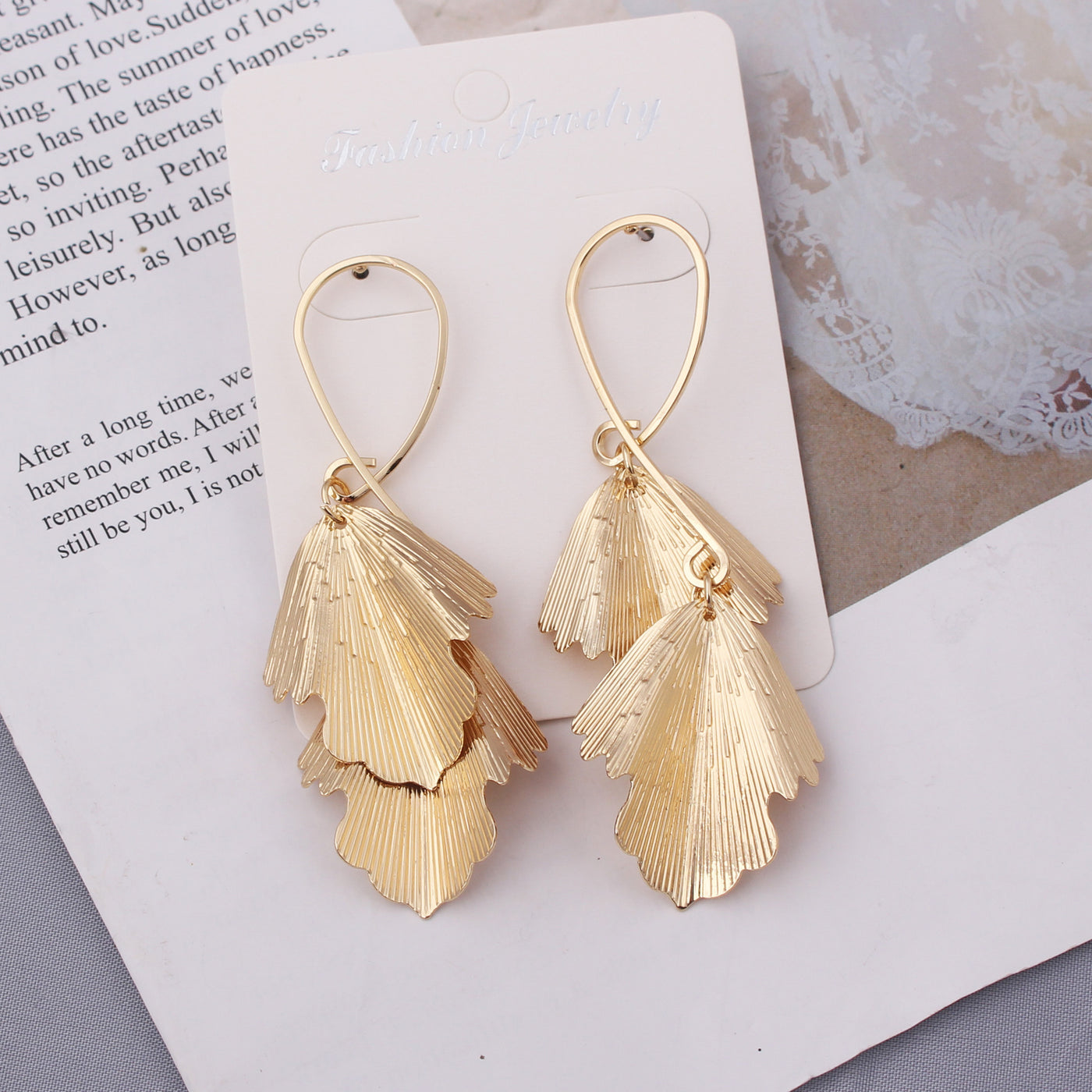 Exaggerated Long Tassel Fashion All-match Maple Leaf Geometric Earrings