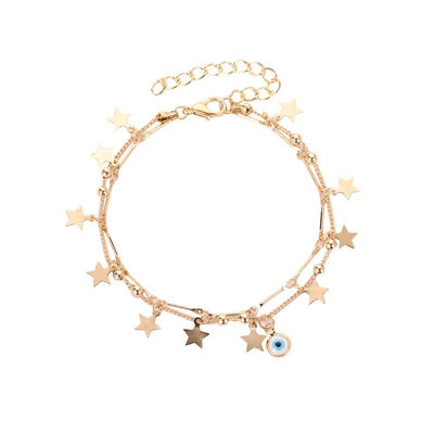 Stars and moon double anklet