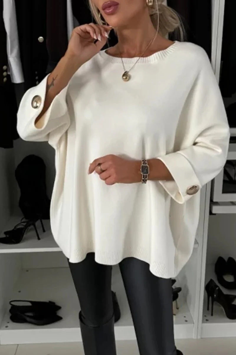 Women's New Solid Color Round Neck Shirt With Half Sleeve Knit Casual Top