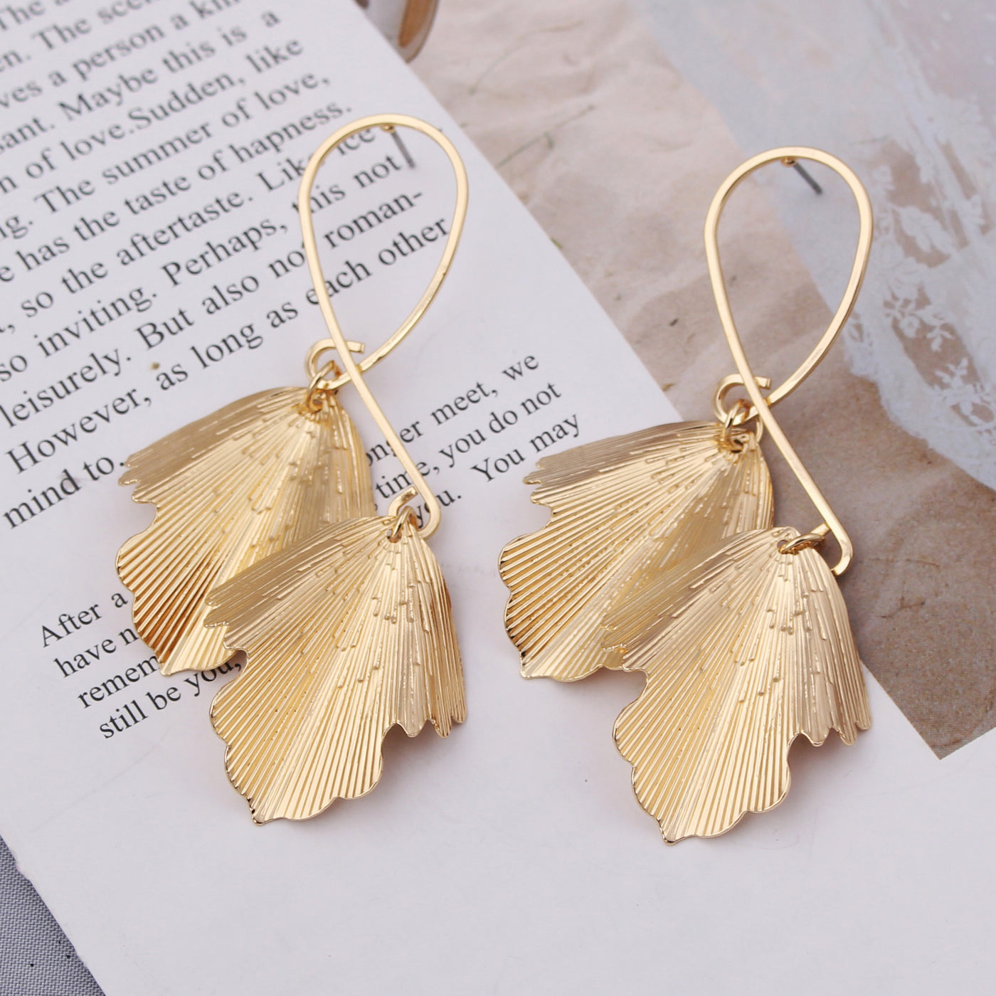 Exaggerated Long Tassel Fashion All-match Maple Leaf Geometric Earrings