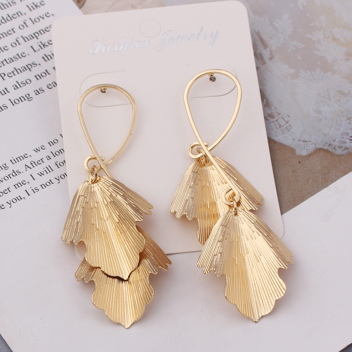 Exaggerated Long Tassel Fashion All-match Maple Leaf Geometric Earrings