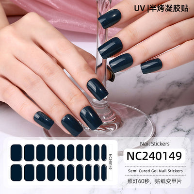 20 Refers To Solid Color Semi-cured UV Nail Stickers Pearlescent Simple Gel Nail Stickers Gel Nail