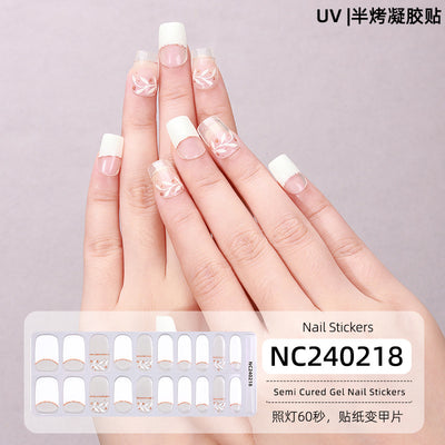 New Semi-cured Gel Nail Stickers Cross-border Flash Bronzing Laser UV Gel Nail Stickers