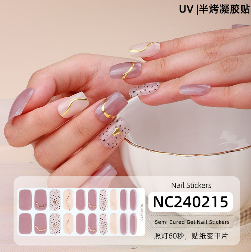 New Semi-cured Gel Nail Stickers Cross-border Flash Bronzing Laser UV Gel Nail Stickers