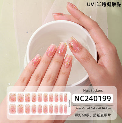 New Semi-cured Gel Nail Stickers Cross-border Flash Bronzing Laser UV Gel Nail Stickers