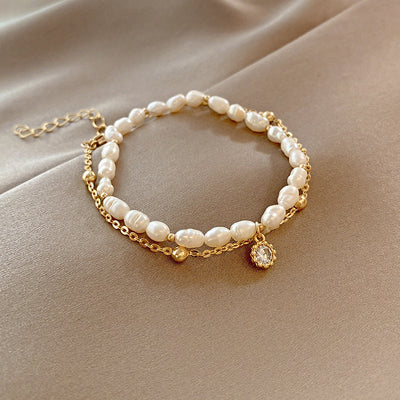 Korean Version Ins Wind Fashion Pearl Bracelet Design Simple Zircon Bracelet Niche Trend Cold Wind Bracelet