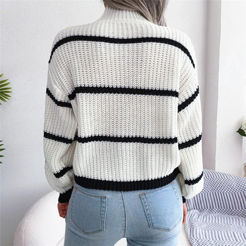 New Knitwear Half-turtleneck Pullover Top European And American Sweater Women&#039;s Outer Wear