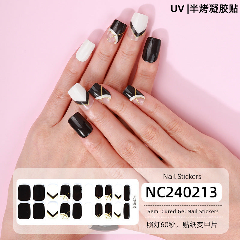 New Semi-cured Gel Nail Stickers Cross-border Flash Bronzing Laser UV Gel Nail Stickers