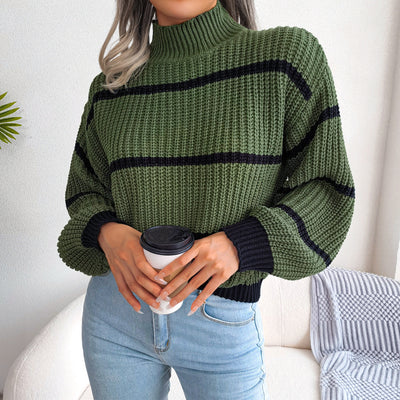 New Knitwear Half-turtleneck Pullover Top European And American Sweater Women&#039;s Outer Wear