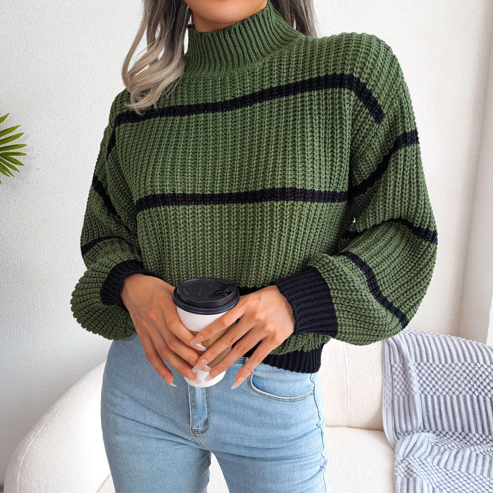 New Knitwear Half-turtleneck Pullover Top European And American Sweater Women&#039;s Outer Wear