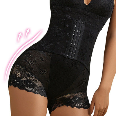 Cross-border European And American Lace Breasted High Waist Abdominal Pants Postpartum Large Size Hip Lift Off BodyShaper Body Pants Women