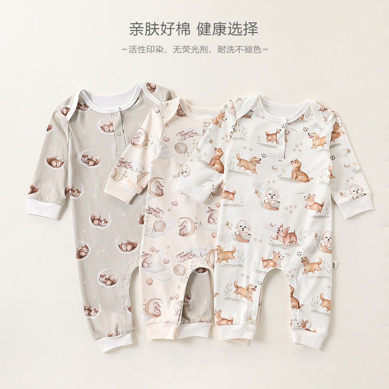 Baby Jumpsuit Pure Cotton Autumn Newborn Baby Clothes Long Sleeve Pajamas Newborn Men&#039;s And Women&#039;s Harper Climbing Clothes