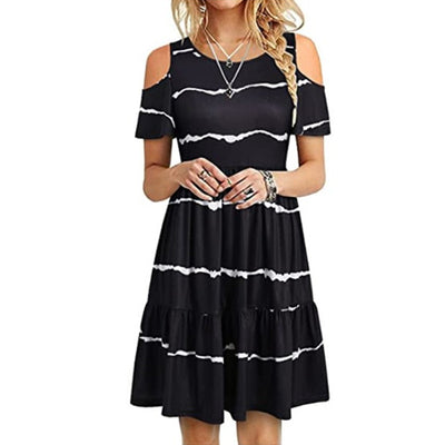 Women&#039;s Wear Wish Amazon Ebay Popular Fashion Short Sleeve Off-shoulder Dress