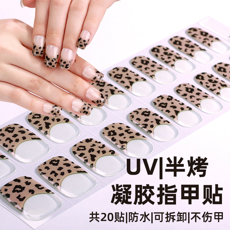 Custom French Gel Nail Stickers UV Phototherapy Semi-cured Gel Nail Stickers Gel Nail Nail Stickers