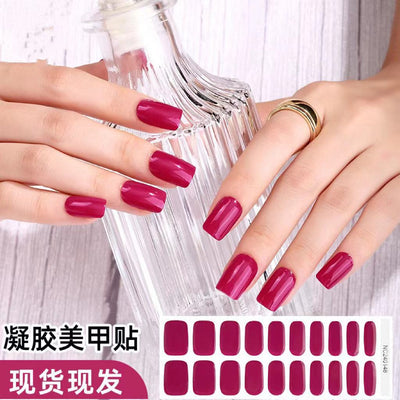 20 Refers To Solid Color Semi-cured UV Nail Stickers Pearlescent Simple Gel Nail Stickers Gel Nail