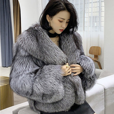 Fur Coat Autumn And Winter New Faux Fox Fur Coat Women Slim Top Raccoon Fur Coat Autumn And Winter Women&#039;s Clothing