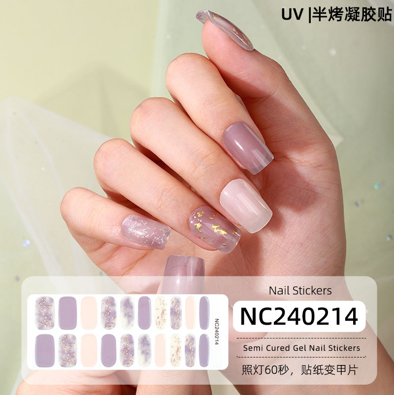 New Semi-cured Gel Nail Stickers Cross-border Flash Bronzing Laser UV Gel Nail Stickers