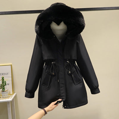 2024 New Winter Parka Cotton Coat Women Casual Mid-length Korean Style Women&#039;s Warm Loose Large Fur Collar Cotton Coat Jacket