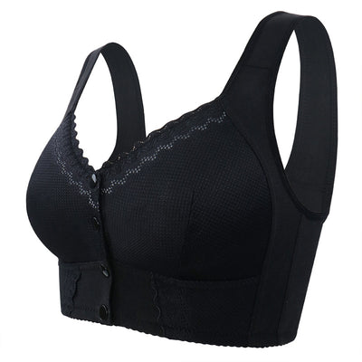 Cross-border Front Buckle Underwear Women&#039;s Soft Cotton Comfortable Vest-style Middle-aged And Elderly Bra Plus Size Wireless Push-up Underwear Women