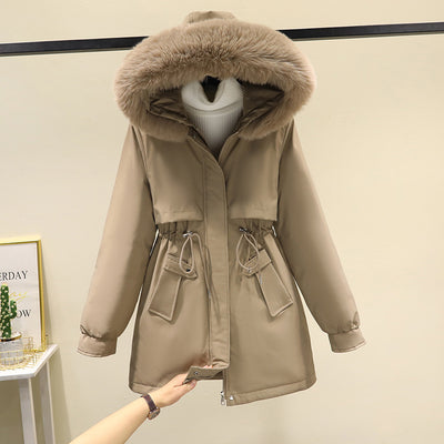 2024 New Winter Parka Cotton Coat Women Casual Mid-length Korean Style Women&#039;s Warm Loose Large Fur Collar Cotton Coat Jacket