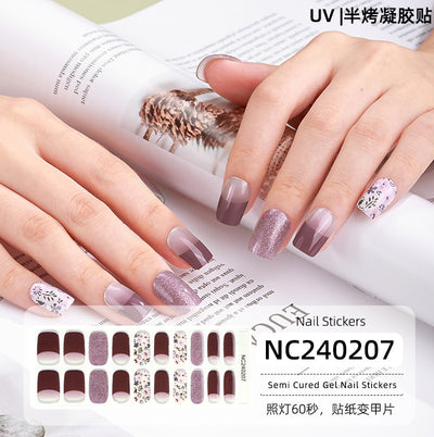 New Semi-cured Gel Nail Stickers Cross-border Flash Bronzing Laser UV Gel Nail Stickers