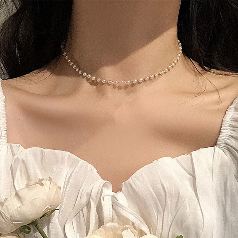 Europe And The United States Cross-border Jewelry New Pearl Neck Chain Fashion Clavicle Chain Choker Neck Jewelry Women