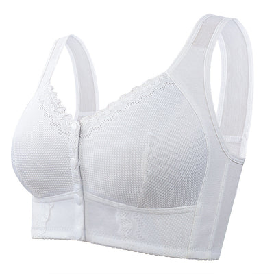 Cross-border Front Buckle Underwear Women&#039;s Soft Cotton Comfortable Vest-style Middle-aged And Elderly Bra Plus Size Wireless Push-up Underwear Women