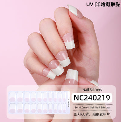 New Semi-cured Gel Nail Stickers Cross-border Flash Bronzing Laser UV Gel Nail Stickers