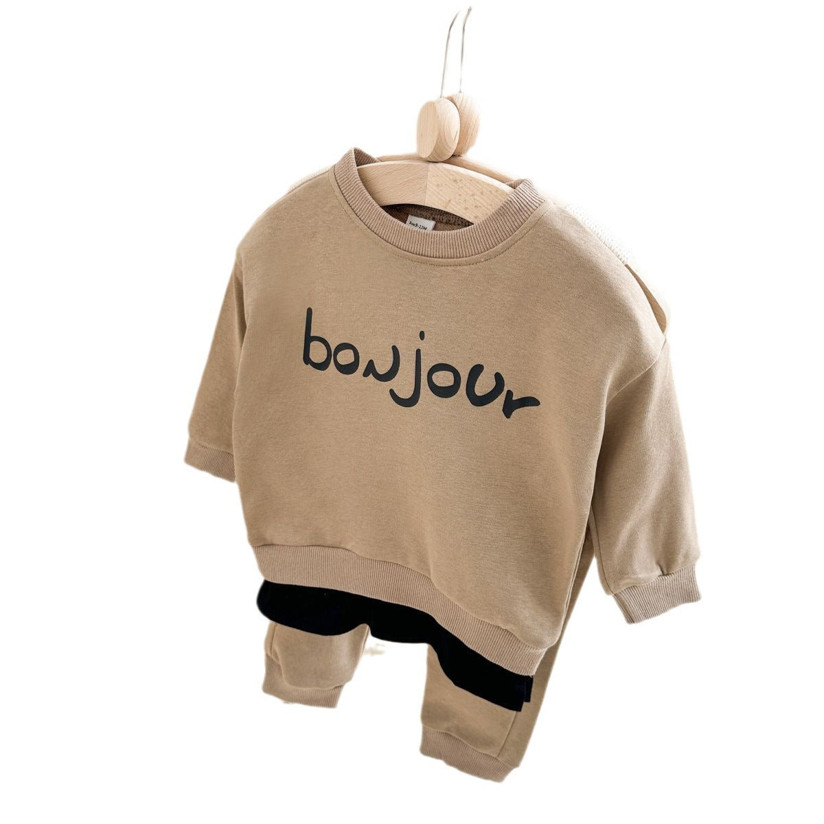 Two-piece Men&#039;s And Children&#039;s Korean-style Letter Printing Fake Two-piece Long-sleeved Round Neck Top Plus Sports Trousers Baby Suit