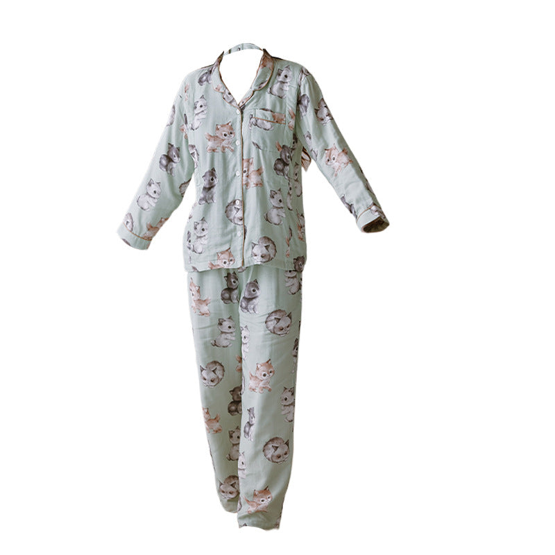 Moon Suit Spring And Summer 2024 New Postpartum Gauze Breastfeeding Home Suit Pregnant Women Spring And Autumn Pajamas