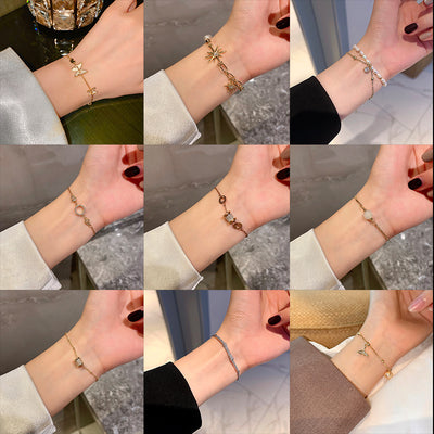 Korean Version Ins Wind Fashion Pearl Bracelet Design Simple Zircon Bracelet Niche Trend Cold Wind Bracelet