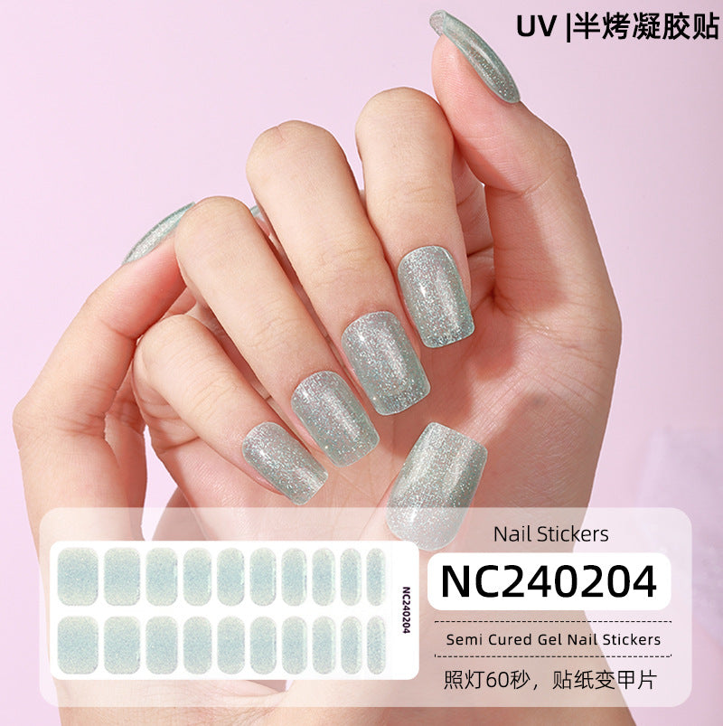 New Semi-cured Gel Nail Stickers Cross-border Flash Bronzing Laser UV Gel Nail Stickers