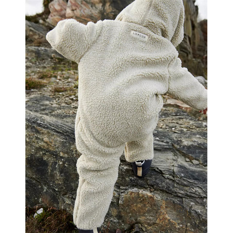 Autumn And Winter Newborn Baby Polar Fleece Hooded Jumpsuit Outing Wear