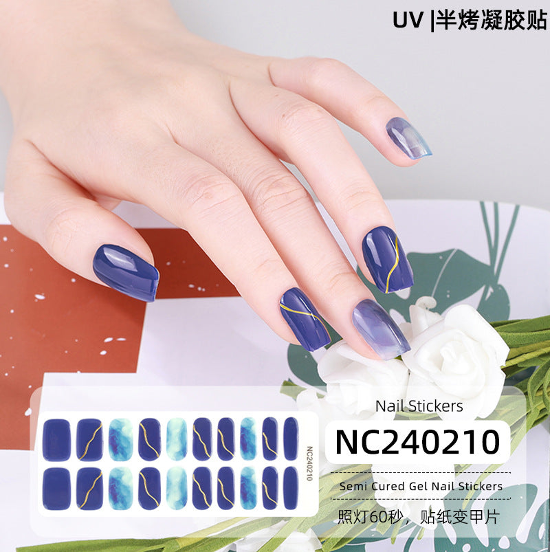 New Semi-cured Gel Nail Stickers Cross-border Flash Bronzing Laser UV Gel Nail Stickers