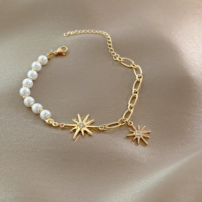 Korean Version Ins Wind Fashion Pearl Bracelet Design Simple Zircon Bracelet Niche Trend Cold Wind Bracelet