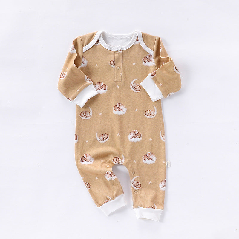 Baby Jumpsuit Pure Cotton Autumn Newborn Baby Clothes Long Sleeve Pajamas Newborn Men&#039;s And Women&#039;s Harper Climbing Clothes