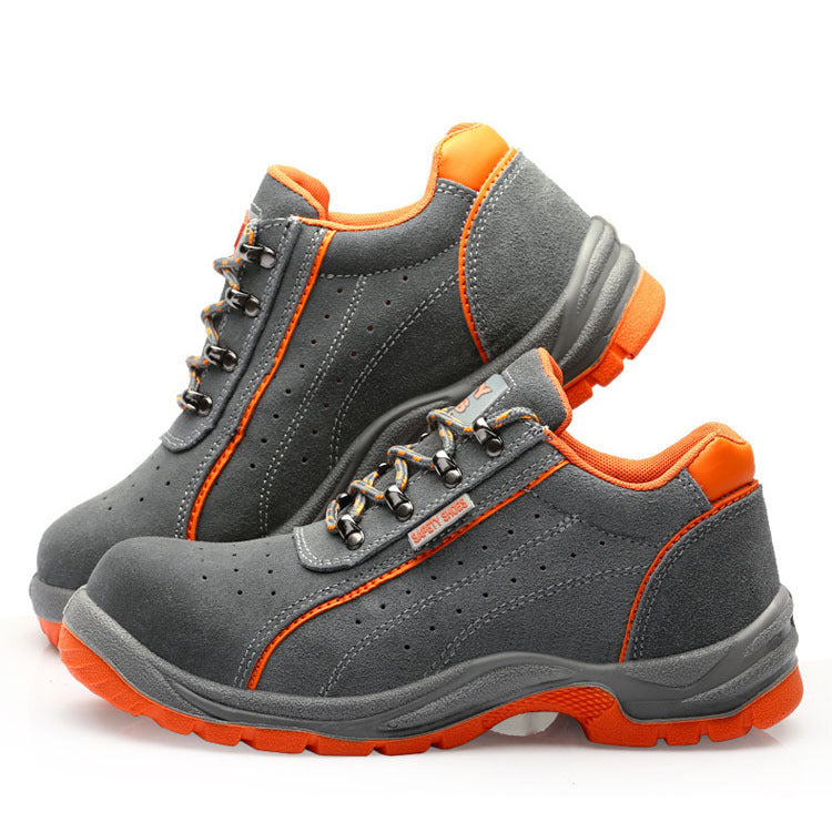 Summer Labor Protection Shoes PU Solid Bottom Breathable Anti-static Anti-smashing Anti-stab Work Shoes