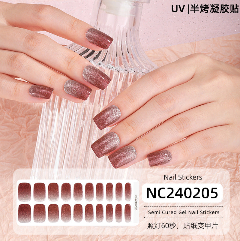 New Semi-cured Gel Nail Stickers Cross-border Flash Bronzing Laser UV Gel Nail Stickers